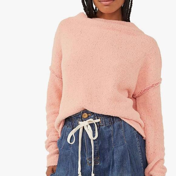 Free People San Vicente pull over in peach NWT extra small - Picture 1 of 3